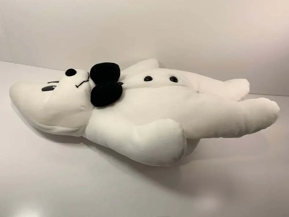 Smiling Ghost Halloween Plush 17” Black bow tie and plastic buttons and eyes